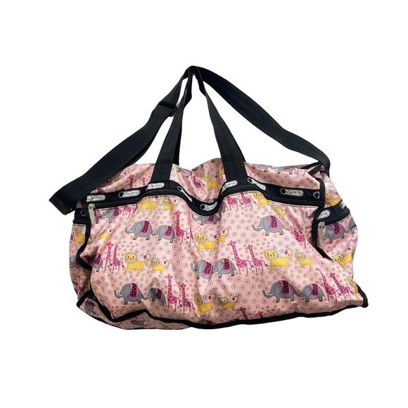LeSportsac Pink Animal Noah's Ark Print Duffle Bag - Picture 1 of 9